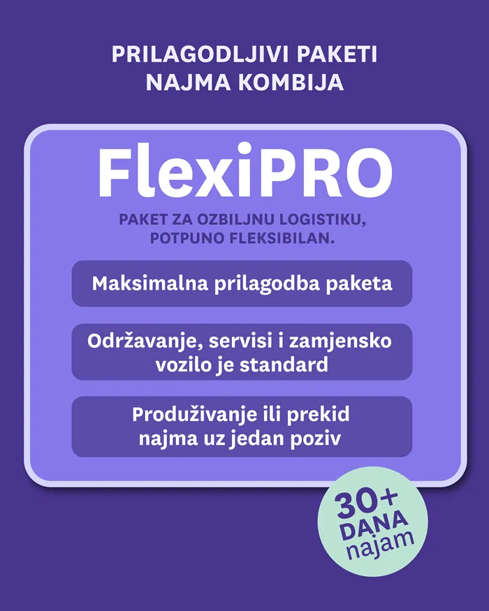Mjesečni najam kombija — FlexiPRO teretni kombi u dugoročnom najmu za tvrtke u Zagrebu